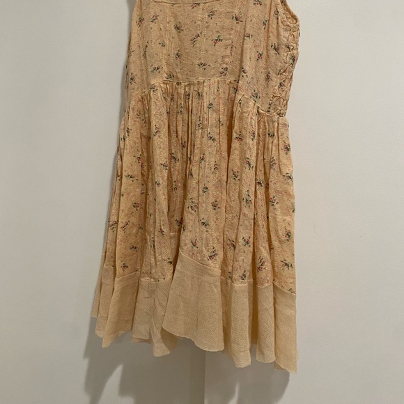 FREE PEOPLE YELLOW PINK PEACH MINI FLORAL PRINT PATTERN SMOCK DRESS SIZE 2 - Picture 6 of 7